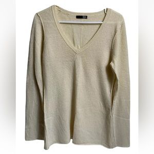 Women’s M/L Cashmere Pullover Sweater by Aqua V-neck Pale Yellow Fall Winter
